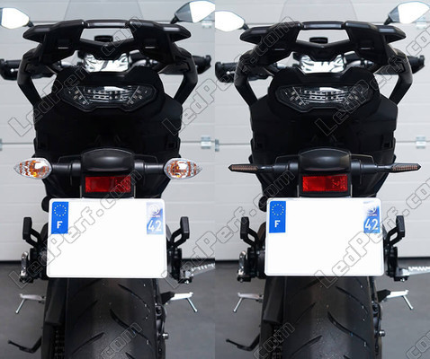 Before and after comparison following a switch to Sequential LED Indicators for Aprilia RS 50 Tuono
