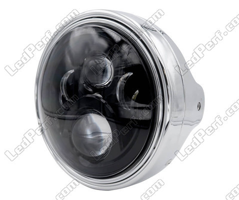 Example of round chrome headlight with black LED optic for Ducati Monster 600
