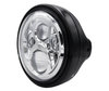 Example of round black headlight with chrome LED optic for Moto-Guzzi Breva 750
