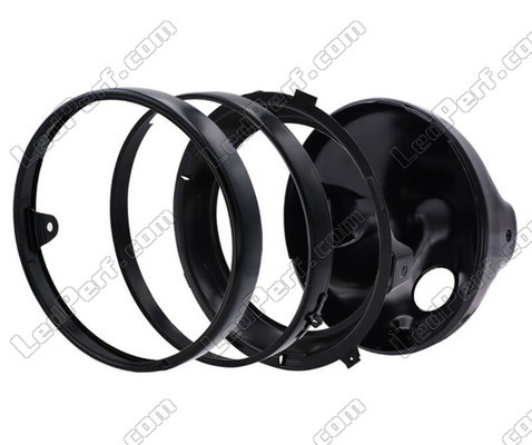 Black round headlight for 7 inch full LED optics of Suzuki SV 650 X, parts assembly