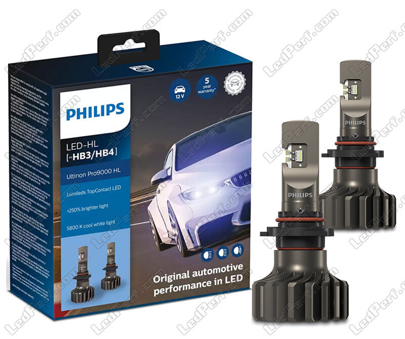 LED Headlights Bulb kit - 9005 (HB3) - PHILIPS Ultinon Pro9000 5800K +250%