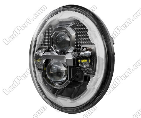 Black Full LED Motorcycle Optics for Round Headlight 7 Inch - Type 6