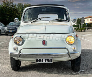 Before and after comparison on a classic car of the H1 Osram LEDriving® HL Vintage LED Bulbs - 64150DWVNT-2MB