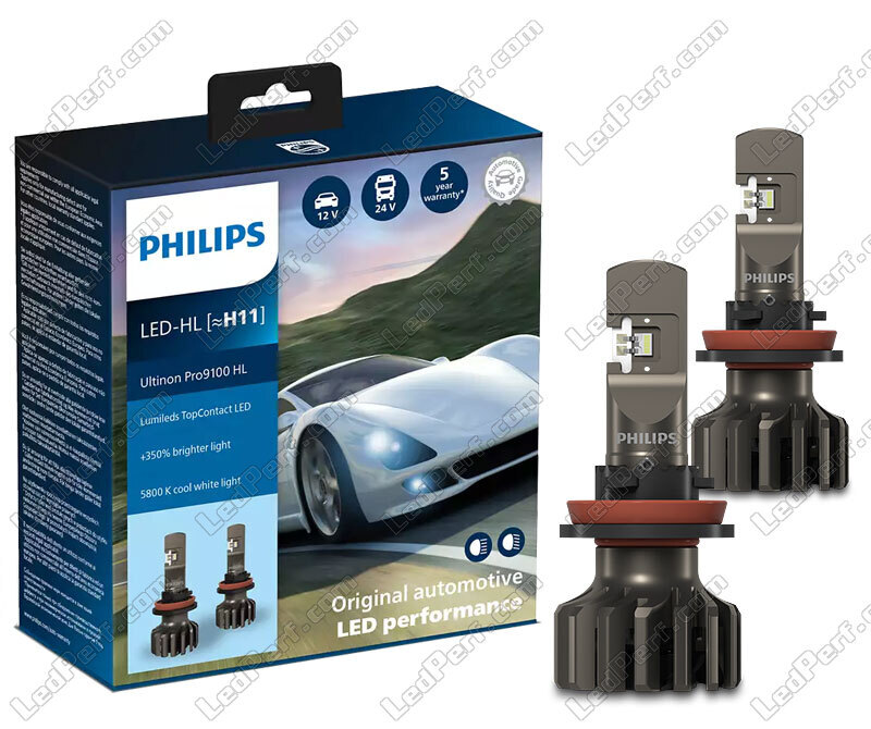 salon Deqenereret Bliv sammenfiltret LED Bulb kit - H11 - PHILIPS Ultinon Pro9100 5800K +350%