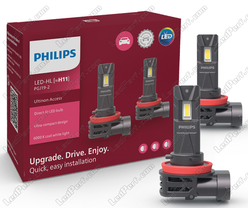 2x PHILIPS Ultinon Access H11 LED Bulbs 6000K - Plug and Play