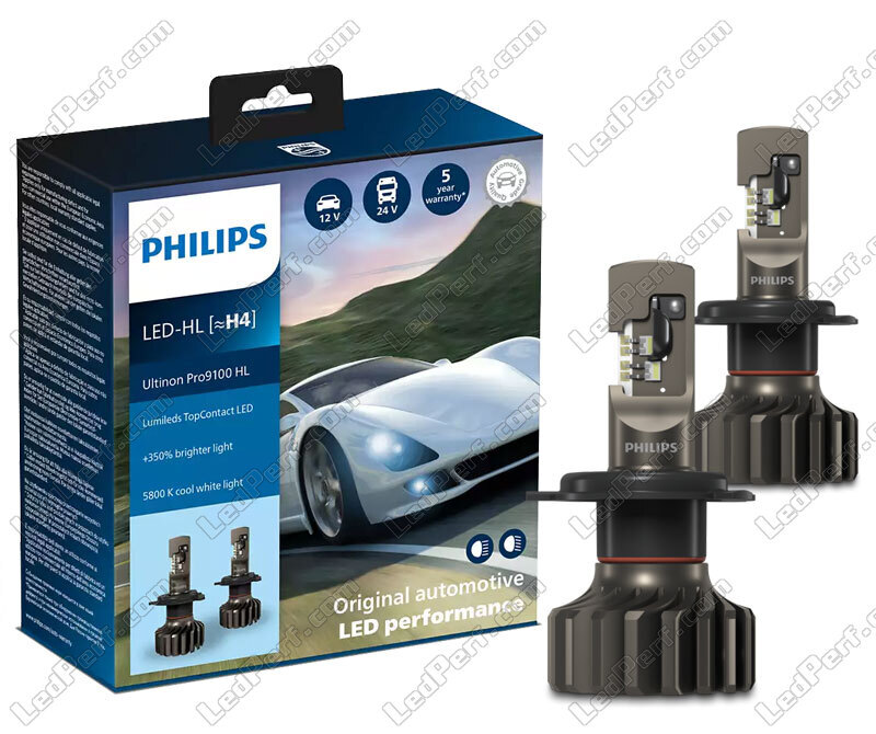 2X AMPOULES H4 Bi-LED ULTINON PRO9100 PHILIPS 5800K +350