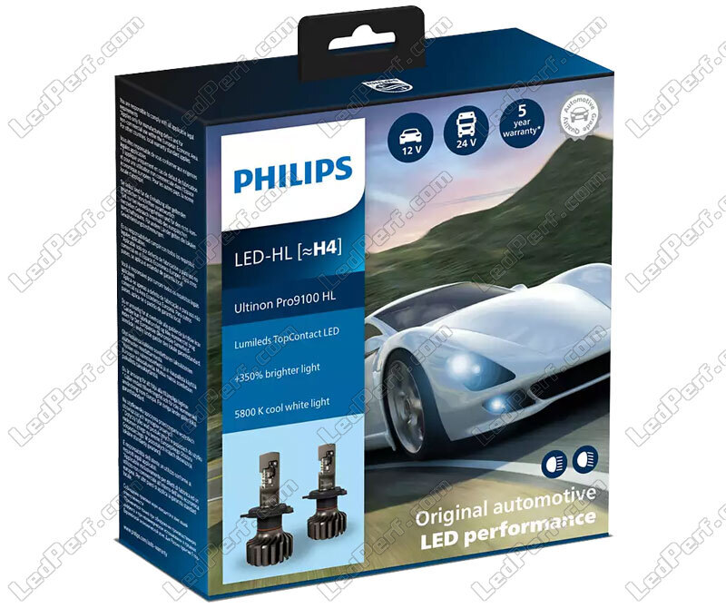 LED Headlights Bulb kit - H4 - PHILIPS Ultinon Pro9100 5800K +350%