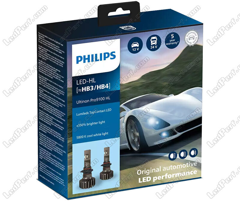 Kit Ampoules LED HB4 (9006) PHILIPS Ultinon Pro9100 5800K +350%