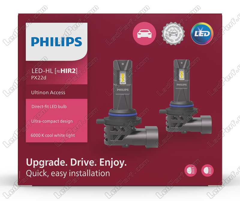 2x PHILIPS Ultinon Access HIR2 LED Bulbs 6000K - Plug and Play