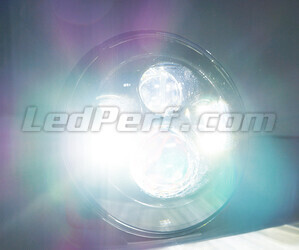 Black Full LED Motorcycle Optics for Round Headlight 7 Inch - Type 3 Pure White lighting