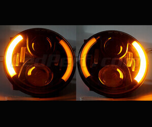 Black Full LED Motorcycle Optics for Round Headlight 7 Inch - Type 4 Indicators