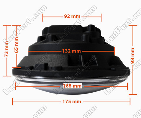 Black Full LED Motorcycle Optics for Round Headlight 7 Inch - Type 2 Dimensions