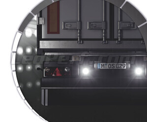 Lorry with 2 LED Osram LEDriving Reversing FX120R-WD reversing lights in operation