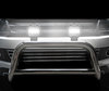 Close-up of the 6000K Daytime running lights  of tge Osram LEDriving® ROUND MX180-CB additional LED spotlight