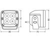 Schematic of the Dimensions headlights for the Osram LEDriving® CUBE VX80-SP LED working light
