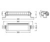 Schematic of the Dimensions for the Osram LEDriving® LIGHTBAR FX250-SP LED bar