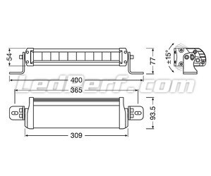 Schematic of the Dimensions for the Osram LEDriving® LIGHTBAR FX250-CB LED bar