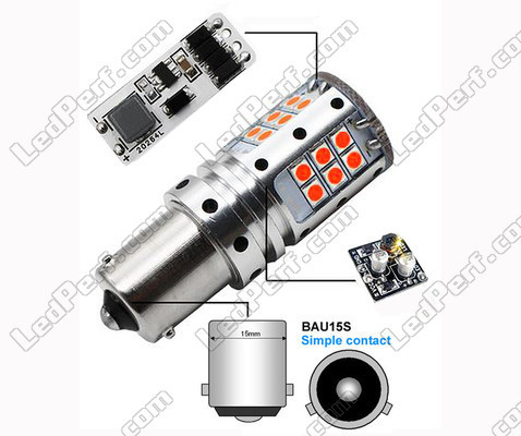 7507 - 12496 - PY21W OBC error free LED bulb R5W LEDs 7507 - 12496 - PY21W P21 5W P21W LEDs Orange BAU15S BA15S Base