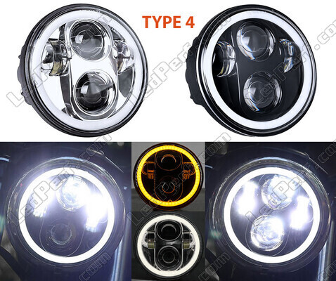 Type 4 LED headlight for Yamaha XVS 1300 Custom - Round motorcycle optics approved