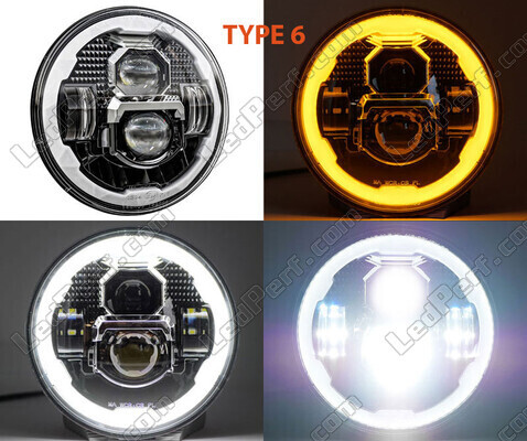 Type 6 LED headlight for Buell X1 Lightning - Round motorcycle optics approved