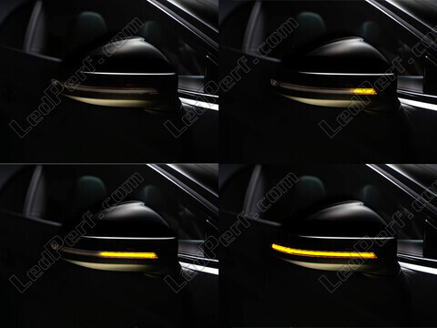 Different stages of the scrolling light of Osram LEDriving® dynamic turn signals for Audi A3 (8V) side mirrors