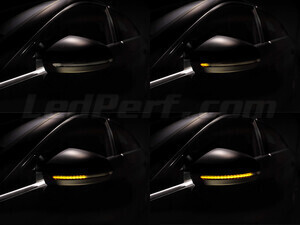 Different stages of the scrolling light of Osram LEDriving® dynamic turn signals for Audi A5 II side mirrors