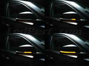 Different stages of the scrolling light of Osram LEDriving® dynamic turn signals for BMW X1 (E84) side mirrors