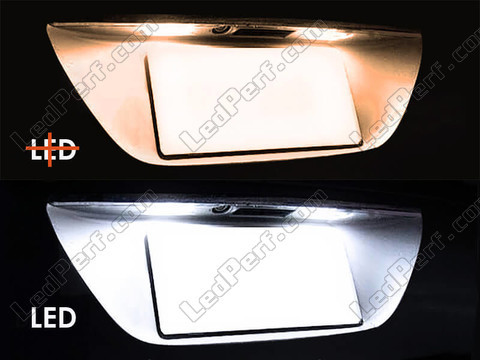 license plate LED for Jaguar Vanden Plas (V) before and after