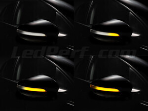 Different stages of the scrolling light of Osram LEDriving® dynamic turn signals for Volkswagen Golf (VI) side mirrors