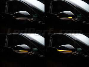 Different stages of the scrolling light of Osram LEDriving® dynamic turn signals for Volkswagen Golf (VIII) side mirrors