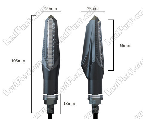 Overall dimensions of dynamic LED turn signals with Daytime Running Light for Triumph Tiger Sport 1050