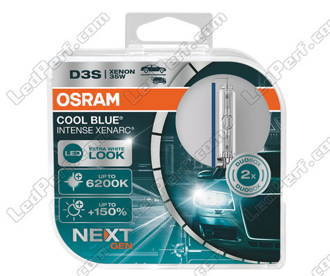 Pair of D3S Xenon Bulbs Osram Xenarc Cool Blue Intense NEXT GEN 6200K in its packaging - 66340CBN-HCB