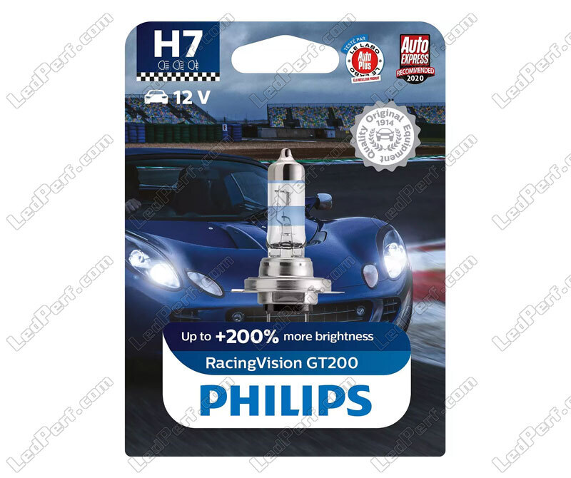 Pair Philips RacingVision GT200 55W +200% H7 Bulbs - 12972RGTS2