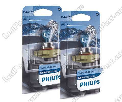 Pack of 2 Philips WhiteVision ULTRA PSX24W Bulbs + Pilot Lights - 12276WVUB1