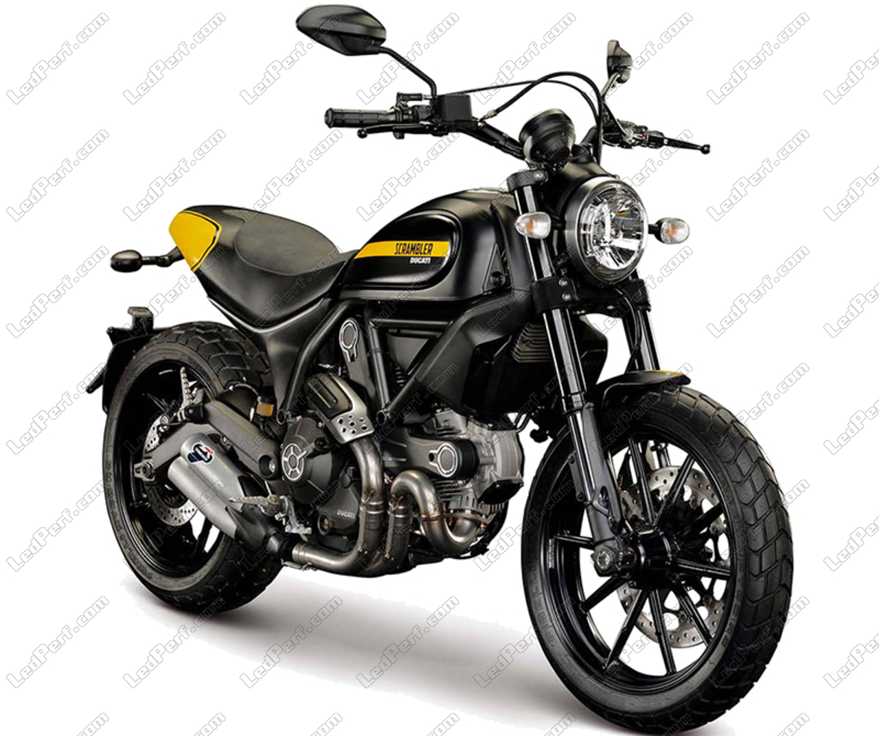 LED headlight for Ducati Scrambler Full Throttle - Round motorcycle optics  approved