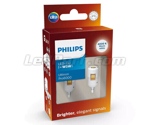 2 x Philips T10 Ultinon PRO6000 LED bulbs 24V - 4000K Warm White