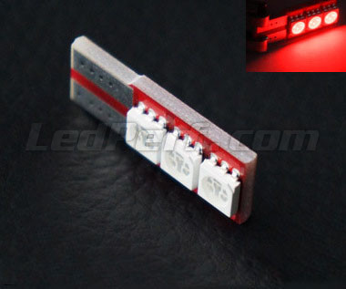 168R - 194R - 2825R - T10 Efficacity bulb with 5 leds TL - Red - w5w