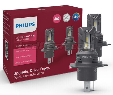 Bombillas Bi-LED Homologadas* H4 Pro6001 Ultinon Philips 11342U6001X2 5800K  +230%