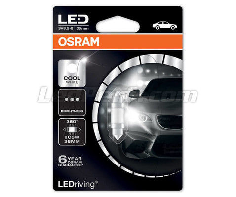 Osram Festoon Cold White 36mm C5W 239 12V LEDriving Interior lighting 6498CW-01B 