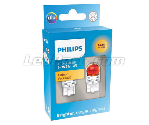 2x LED bulbs Philips WY21/5W Ultinon PRO6000 - Amber - T20 - 11066AU60X2