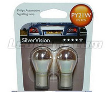 Pack of 2 Philips SilverVision chrome indicator bulbs - 7507 - 12496 - PY21W - BAU15S base